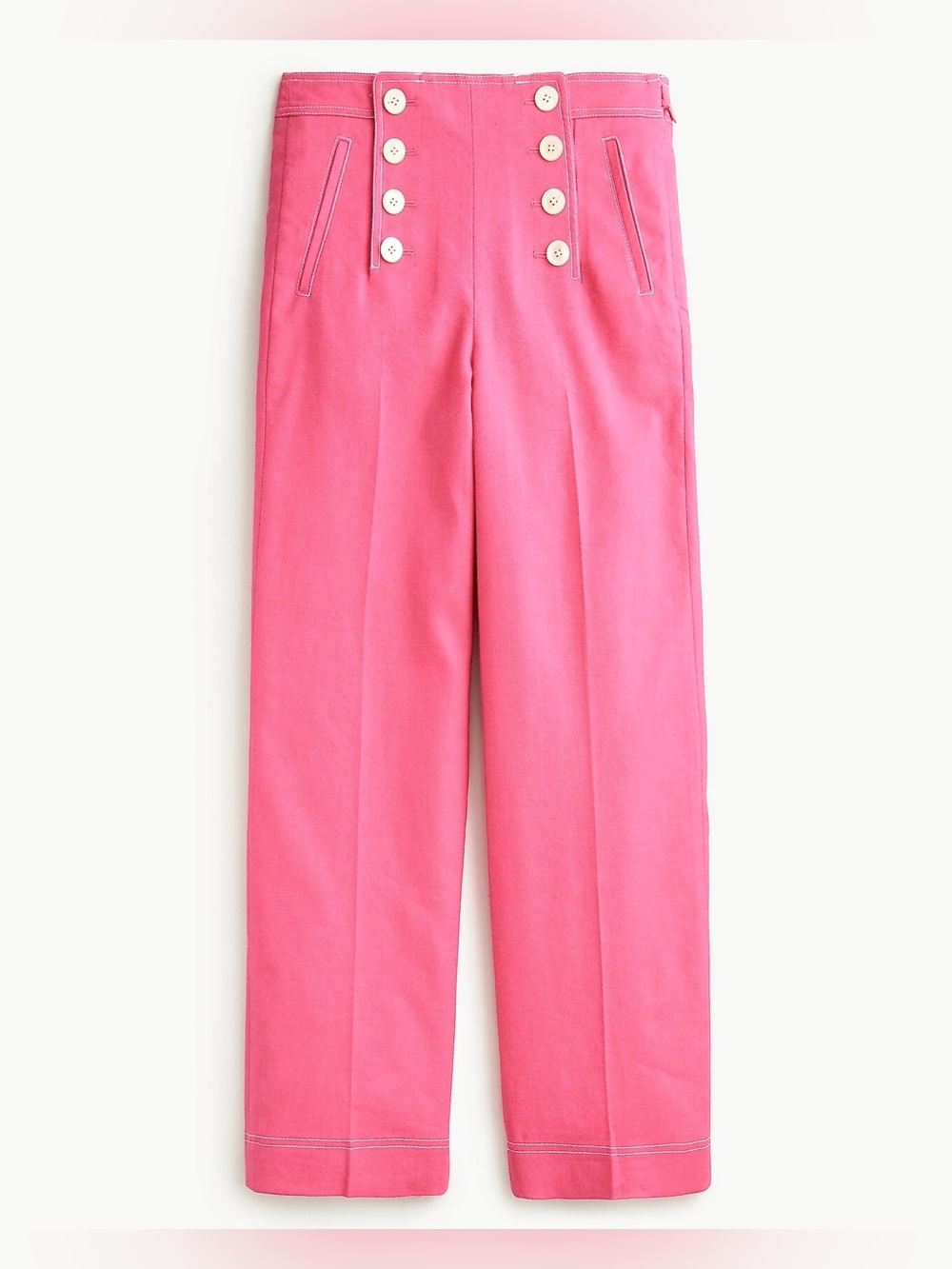 NWOT J.Crew Payton Sailor Pant stretch linen fuchsia pink wide leg size 4